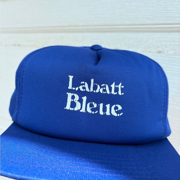 Vintage LABATT BLEU blue trucker hat snapback beer biere - Picture 2 of 6